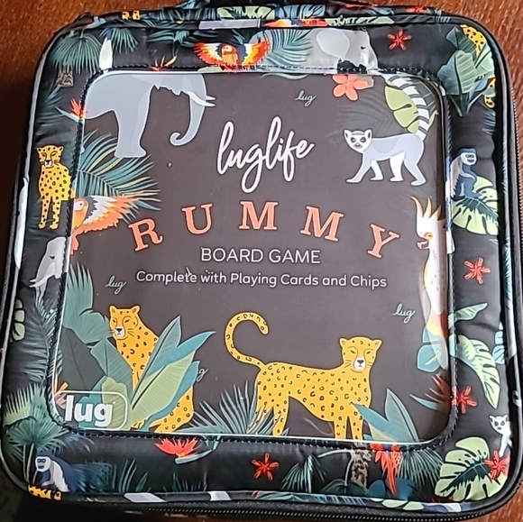 Lug Life Rummy Bag Set- Jungle Animals Retired Family Board Game Cards Chips Mat - Picture 3 of 15
